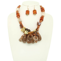 MARBLED STONE CLUSTER NECKLACE SET